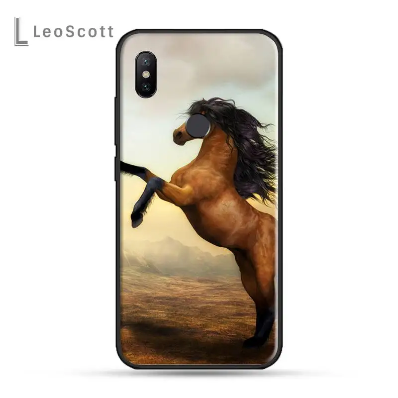 xiaomi leather case design Running horse Phone Case For Xiaomi Redmi 7 8 9t 9se k20 mi8 max3 lite 9 note 9s 10 pro cases for xiaomi blue Cases For Xiaomi