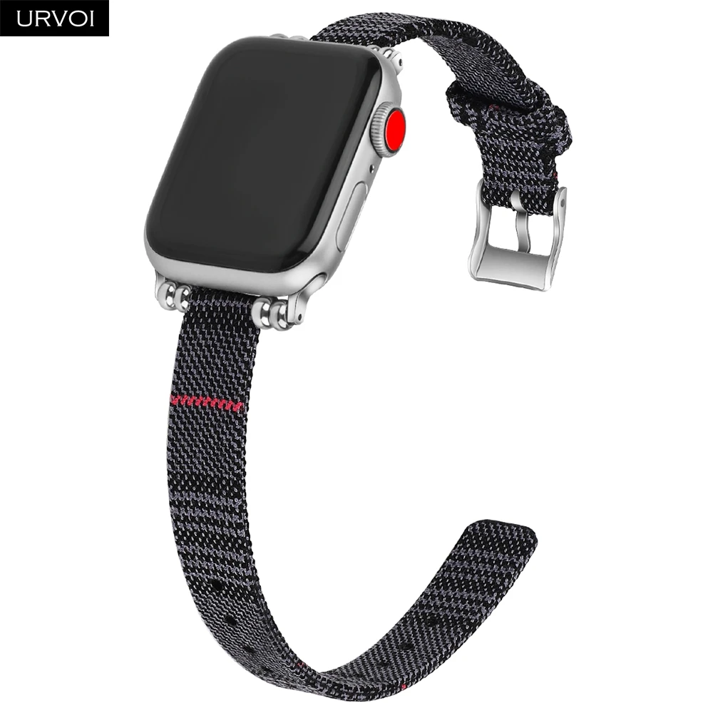 URVOI полотно холста для Apple Watch series 54 321 ремешок Ткань запястье для iwatch тонкий запястье современный дизайн подарок для девушек женщин