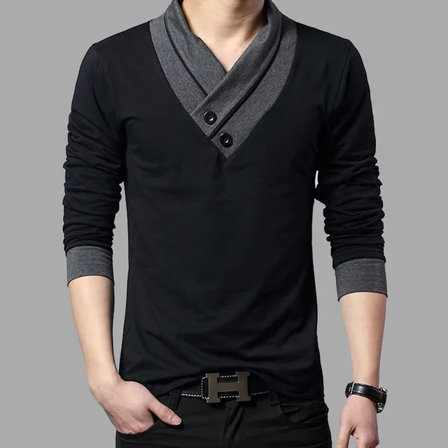 Tee V-neck Men T-shirt Cotton T Shirts 