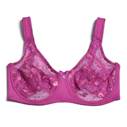 YBCG Sexy Lace Lingerie Non-padded Women Bra Embroidery Floral Underwire Brassiere Plus Size Fullcoverage Underwear Push Up