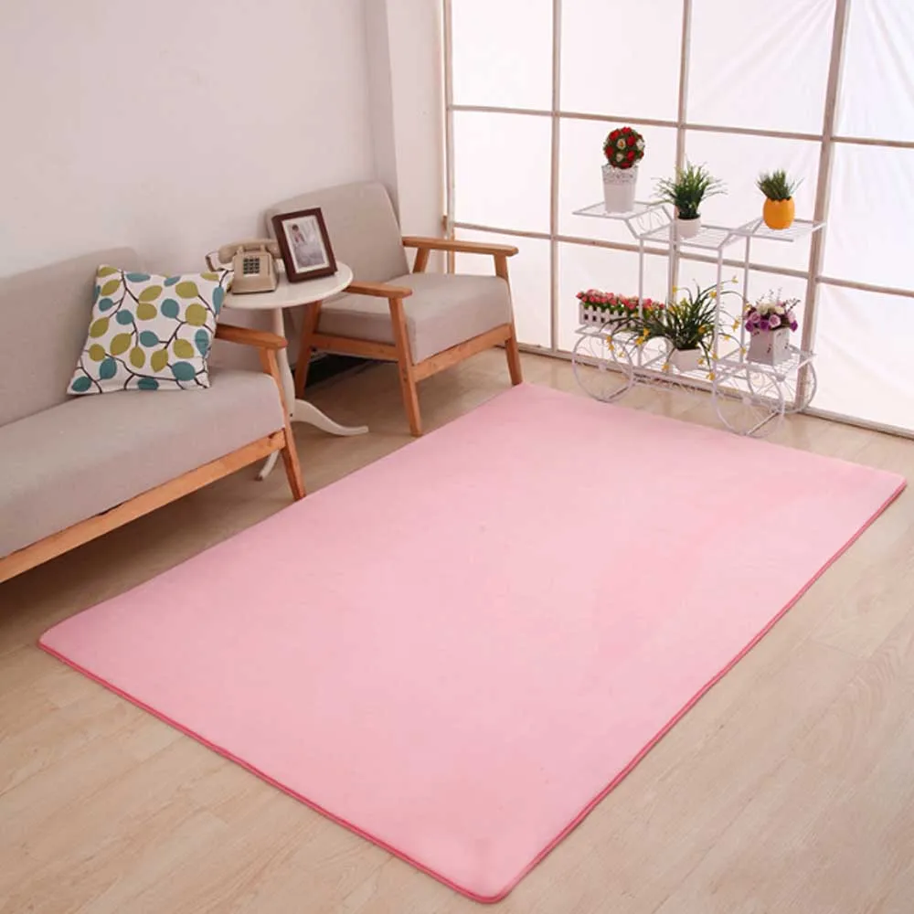 Pink Коврик для пола напольные коврики коралловые бархатные стулья чайный стол Мягкий Нескользящий Коврик полиэфирное волокно - Цвет: Pink