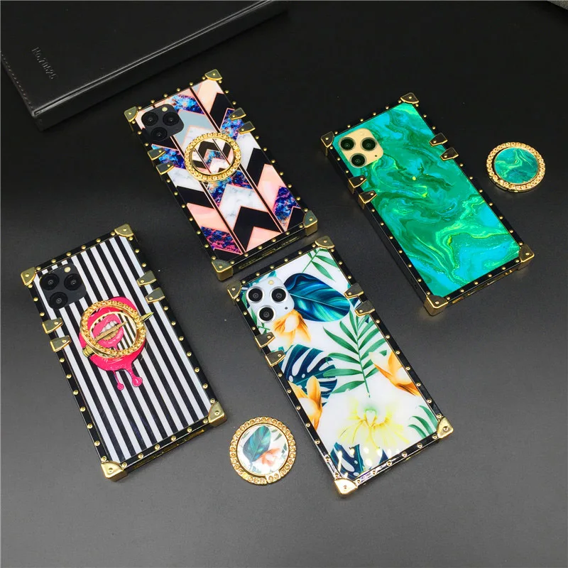 Золотой квадратный чехол для Samsung Galaxy S20 Ultra Note 10 Plus 20 9 8 S9 S10 iphone 12 11 XS MAX X XR 6 6S