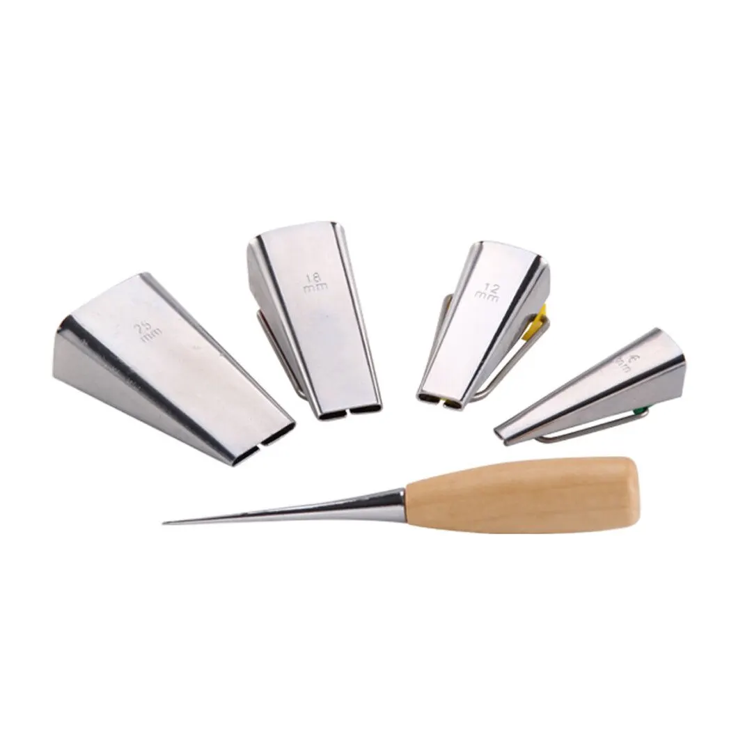 4pcs 6/12/18/25mm Fabric Bias Tape Maker Binding Tool Quilting Sewing + Awl