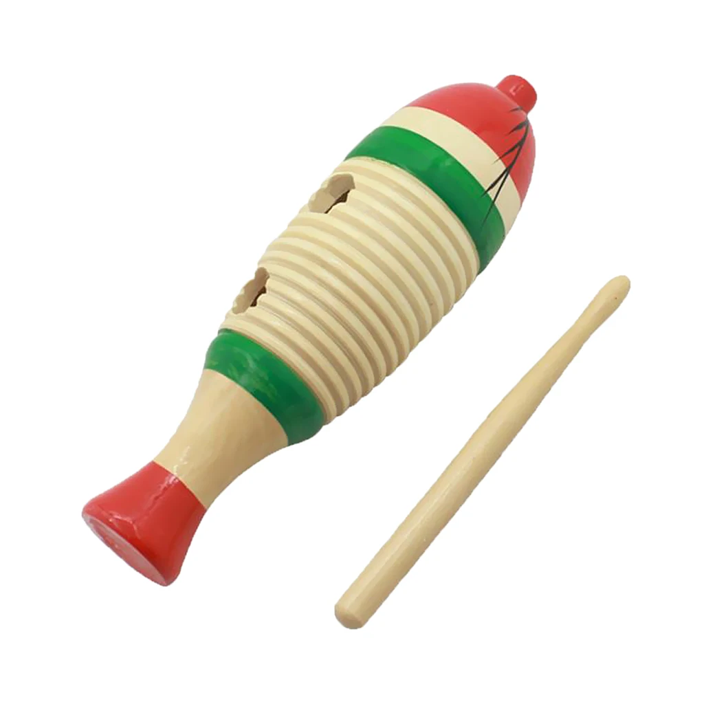 Wooden Fish-Shaped Guiro Hand Percussion for Kid Musical Toys