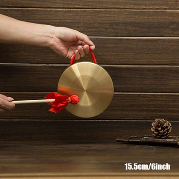 

Brass Hand Gong with Wooden Stick for Band Percussion Musical Instrument