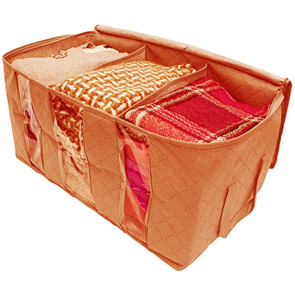 Orange High 65L Foldable Blanket Storage Bag Clothes Closet Organizer with Clear Window LG66 - Цвет: Orange