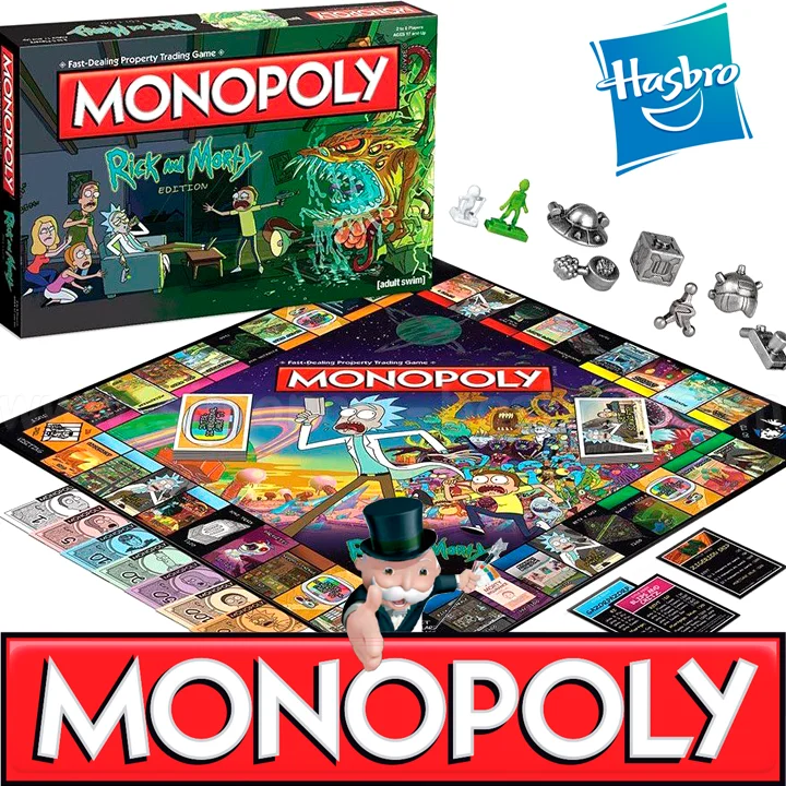 

Offically Licensed Monopoly Rick and Morty Board Game Based on the hit Adult Swim series Themed Classic Monopoly Game Toys
