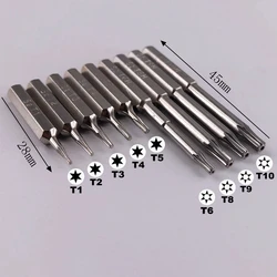 9PCS Torx T1 T2 T3 T4 T5 T6H T8H T9H T10H 28mm&45mmScrewdriver 3/25
