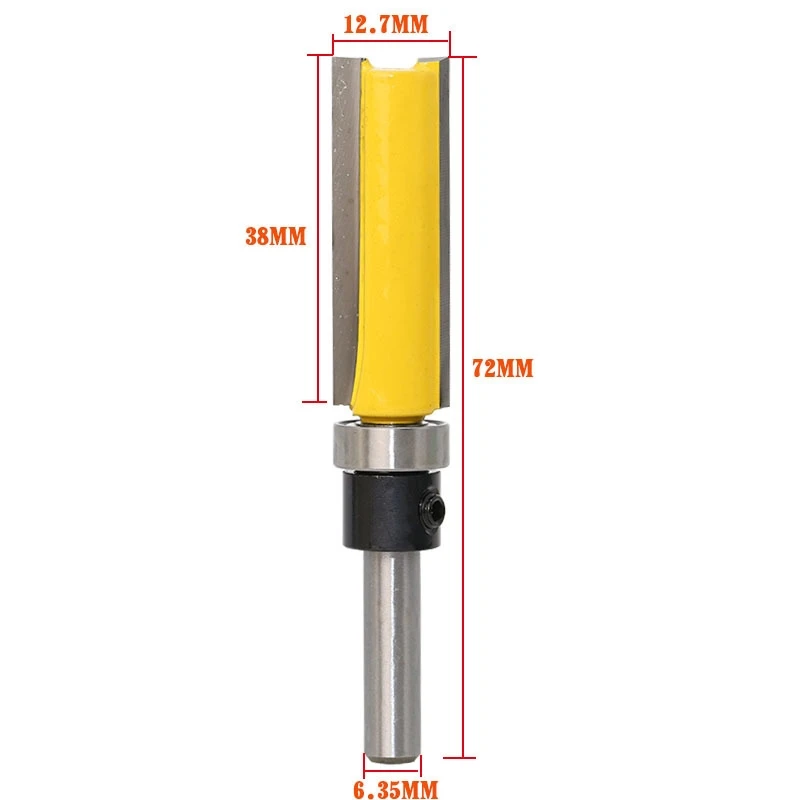 1PC 6.35mm Shank Template Trim Hinge Mortising Router Bit Straight end mill trimmer cleaning flush trim Tenon Cutter