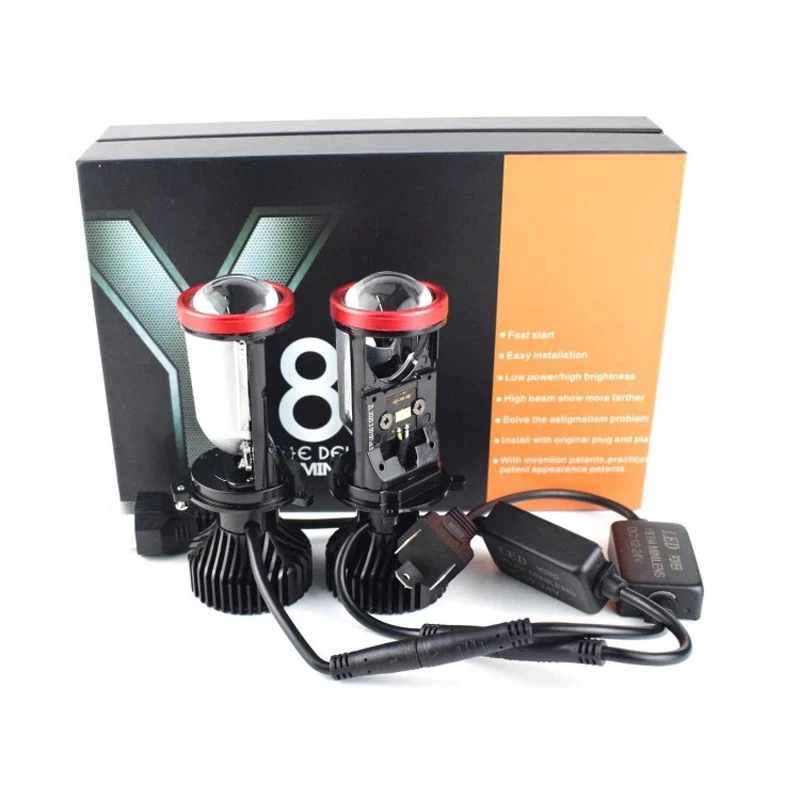 Turbo Fan Y8 H4 LED Headlights Car Mini Projector Lens 6000K Super Bright 30000LM High Low Beam Auto Lights 12V Y6 | Автомобили и