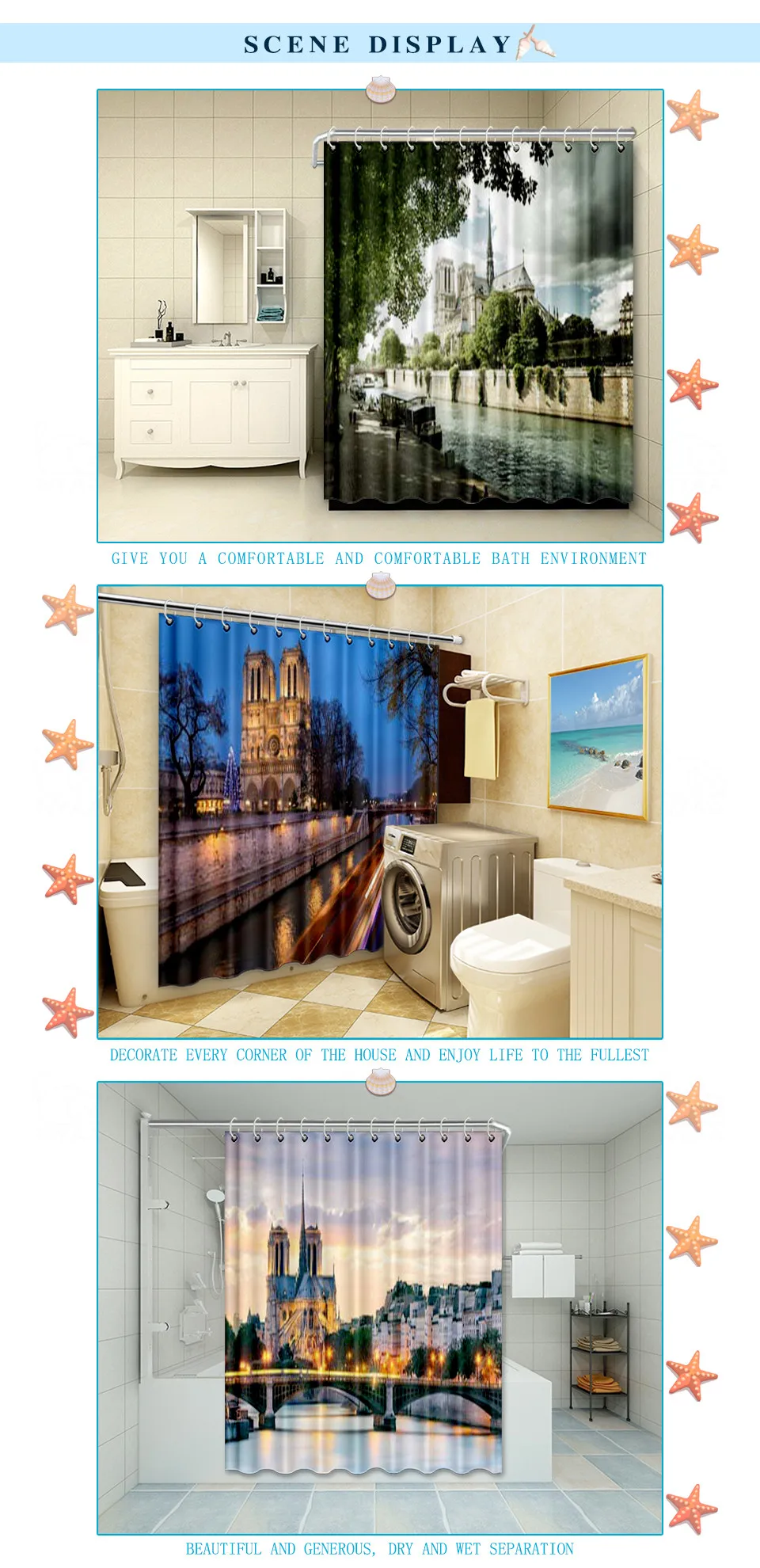 Nyaa Notre Dame De Paris занавески для душа Париж Франция водостойкая полиэфирная ткань занавески для ванной комнаты для домашнего декора
