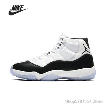 

Original Nike Air Jordan 11 Concord Men's Basketball Shoes Women High-top Comfortable Sports Outdoor Sneakers 378037-100