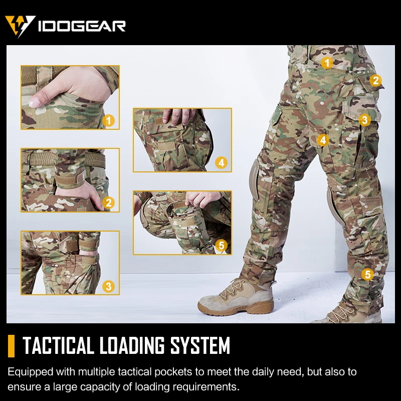 IDOGEAR Gen2 армейские штаны W/наколенники BDU Airsoft Тактические Брюки Мультикам для охоты 3206