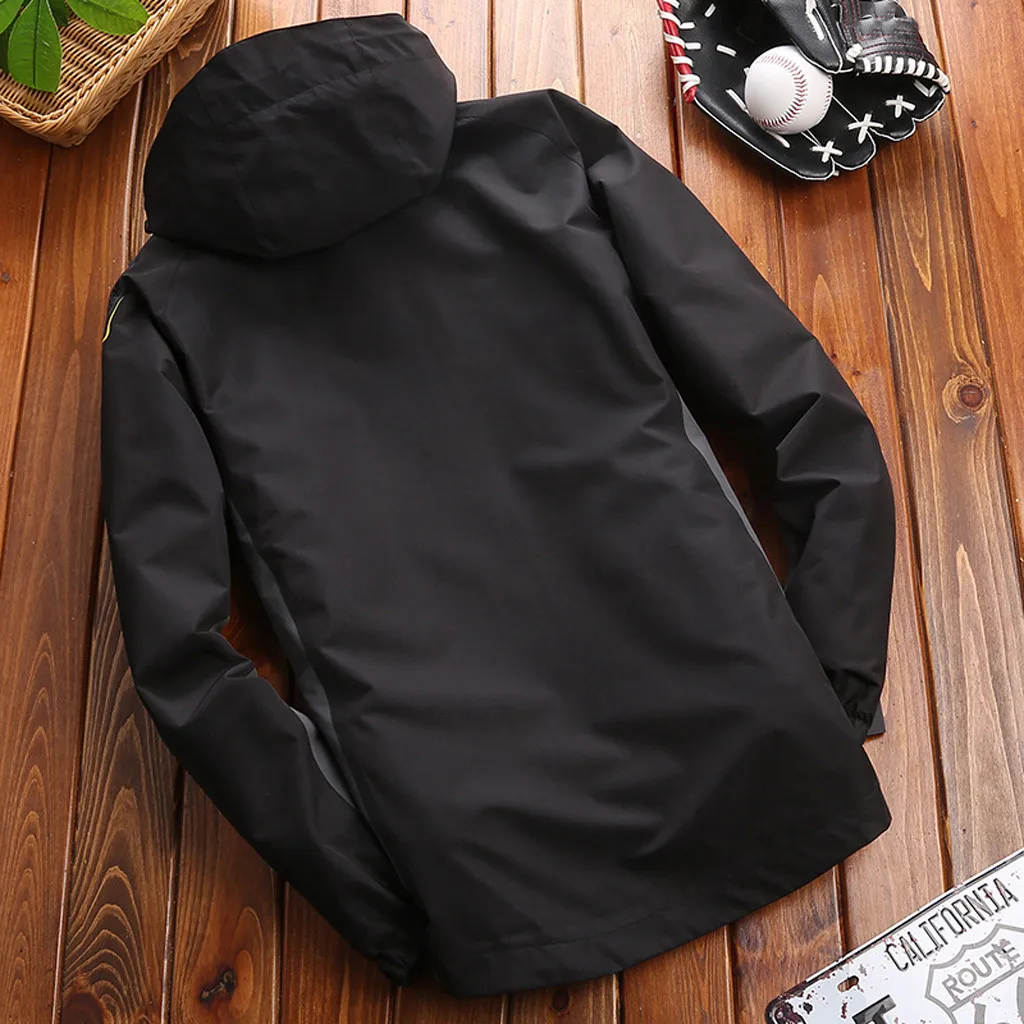 Men Fashion Hoodie Hat Detachable Windbreaker Waterproof Jacket Breathable Sport Outdoor Coat Softshell Fleece Jacket Mujer 2019