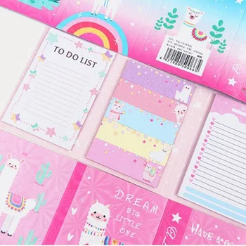 

Cute Alpaca Six Fold N Times Notescartoon Cute Unicorn Sticky Note Multi-fold Kawaii Stationery School Supplies