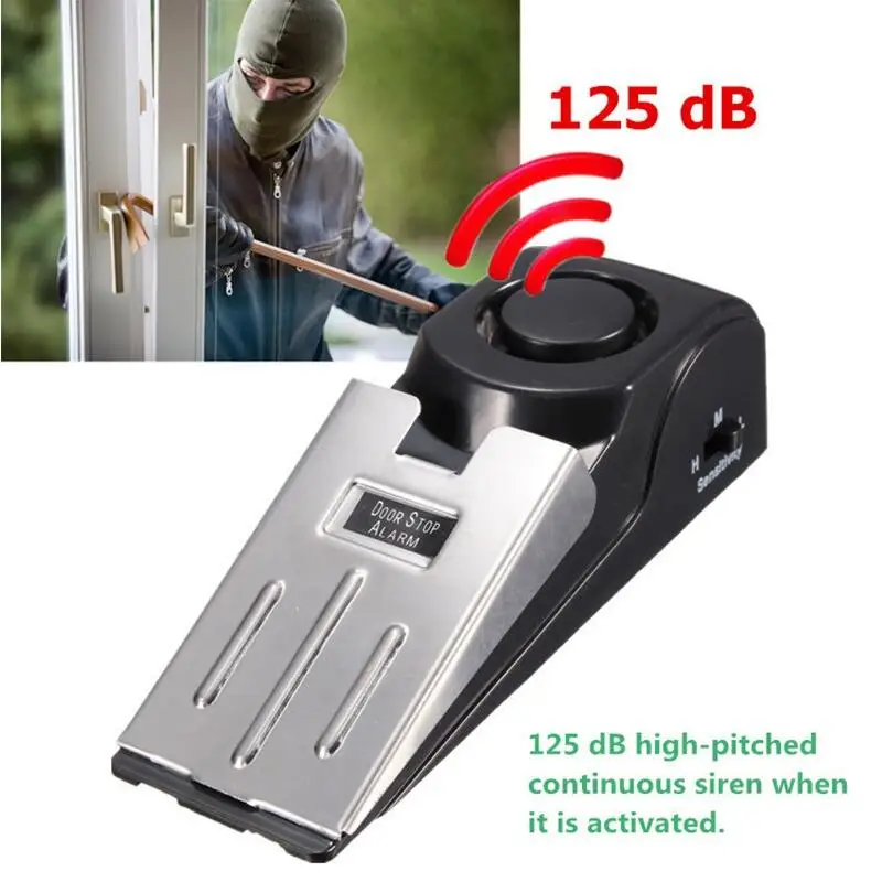 Sistema de Seguridad inalámbrico con forma de cuña para viaje, con vibración Tope de puerta, para oficina y hogar