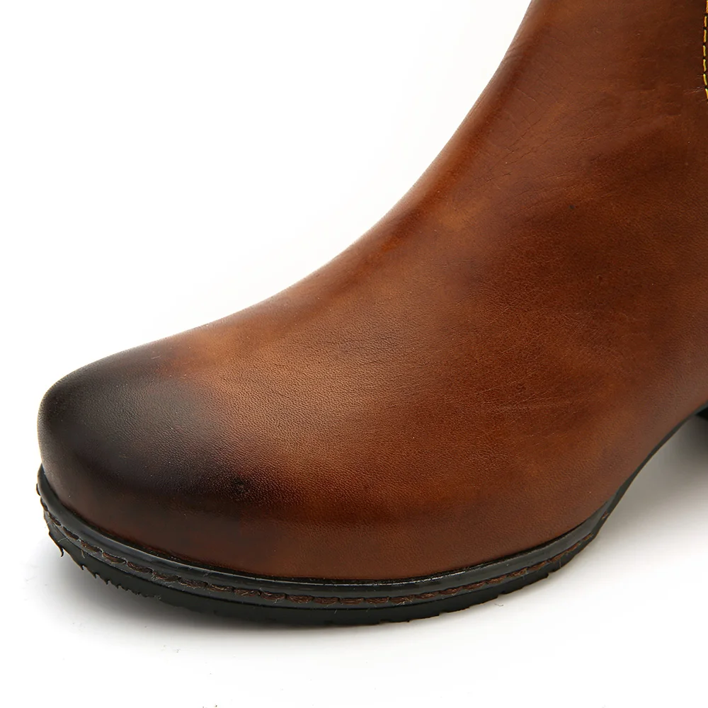 SOCOFY/ботинки с принтом; сапоги до середины икры из натуральной кожи в стиле ретро на молнии; ботинки на плоской подошве; Botines Mujer; обувь года; женская обувь