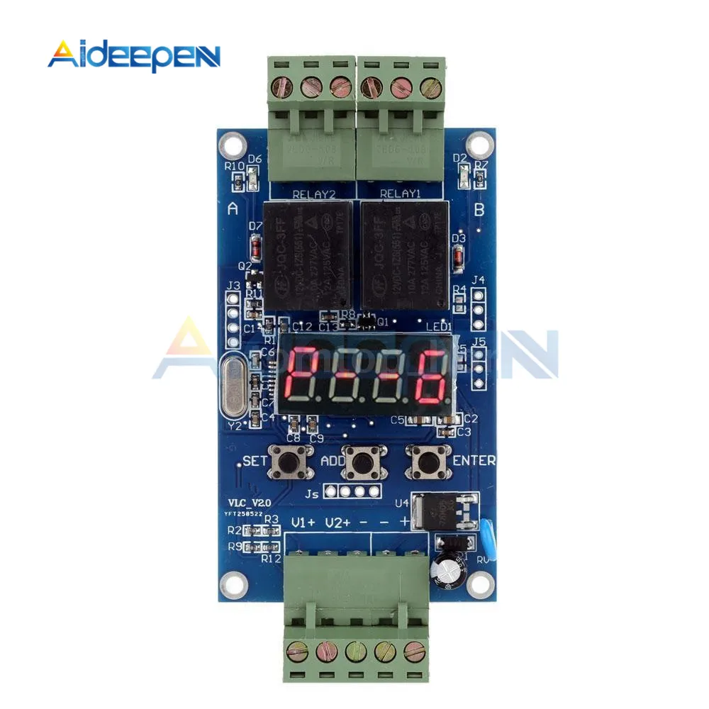 12V двойной программируемый Реле времени Модуль Реле PLC доска задержка цикла таймер 2 Напряжение контроль обнаружения