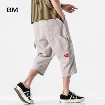 

Casual Plus Size Cropped Pants Japanese Streetwear Harajuku Overalls 5XL Summer Fashions Hip Hop Loose Techwear Cargo Pants