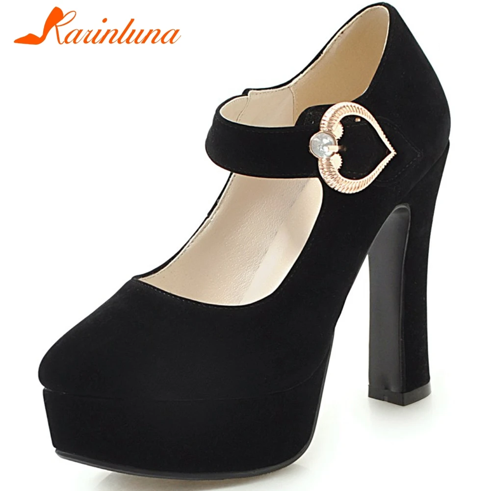 

Karinluna 2020 New Fashion Buckle Strap Platform Shoes Woman Pumps Female Chunky High Heels Concise Pumps Women Shoes