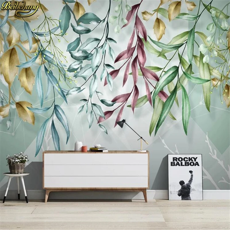 beibehang custom Fresh green leaf background wall paper 3d seamless mural any size TV backdrop murals photo wallpaper roll | Обустройство