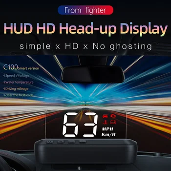 

The New C100 HUD Head Up Display OBD2 II Overspeed Warning System Projector Windshield Electronic Voltage Alarm