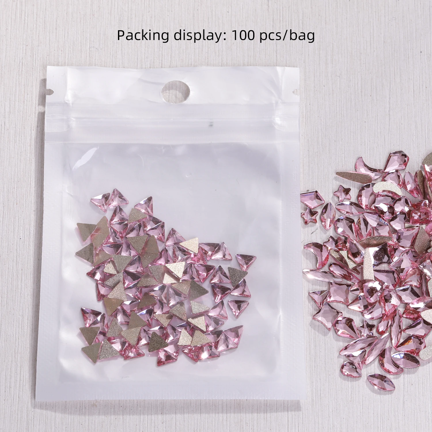 20/100Pcs Light Rose Nail Diamond Flatback Phone Patch Strass Chip Diy  Sequins Pink Plated Crystals Non Hotfix Rhinestone