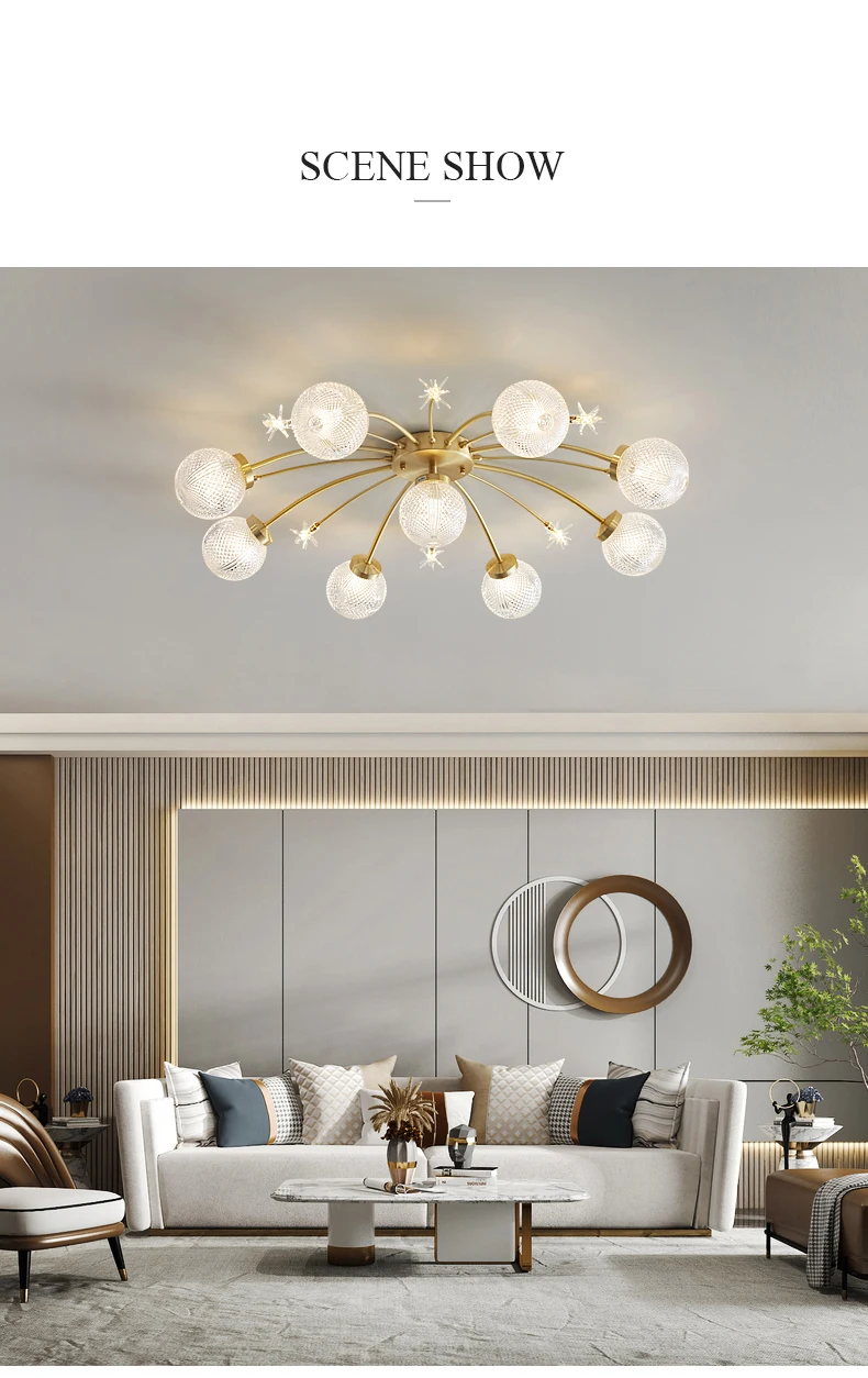 Modern Nordic Copper Design LED Chandelier For Living Room Bedroom Dining Room Kitchen Pendant Lamp Crystal Glass Ball G9 Light hanging chandelier