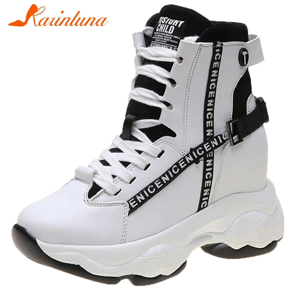 KARINLUNA New Girl Fashion mixed-color Wedges Boots Women 2019 Black Platform Ankle Cool Letters Shoes Woman | Обувь