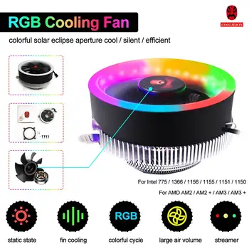 

Universal Desktop Computer PC Light LED CPU Cooler CPU Fan Cooling For Intel 775 For AMD AM2 AM3