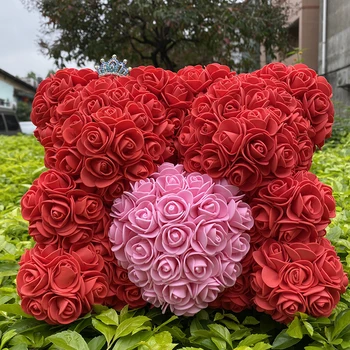 

Artificial Flowers Rose Bear Multicolor Plastic Foam Rose Teddy Bear Girlfriend Valentines Day Gift Birthday Party Decoration