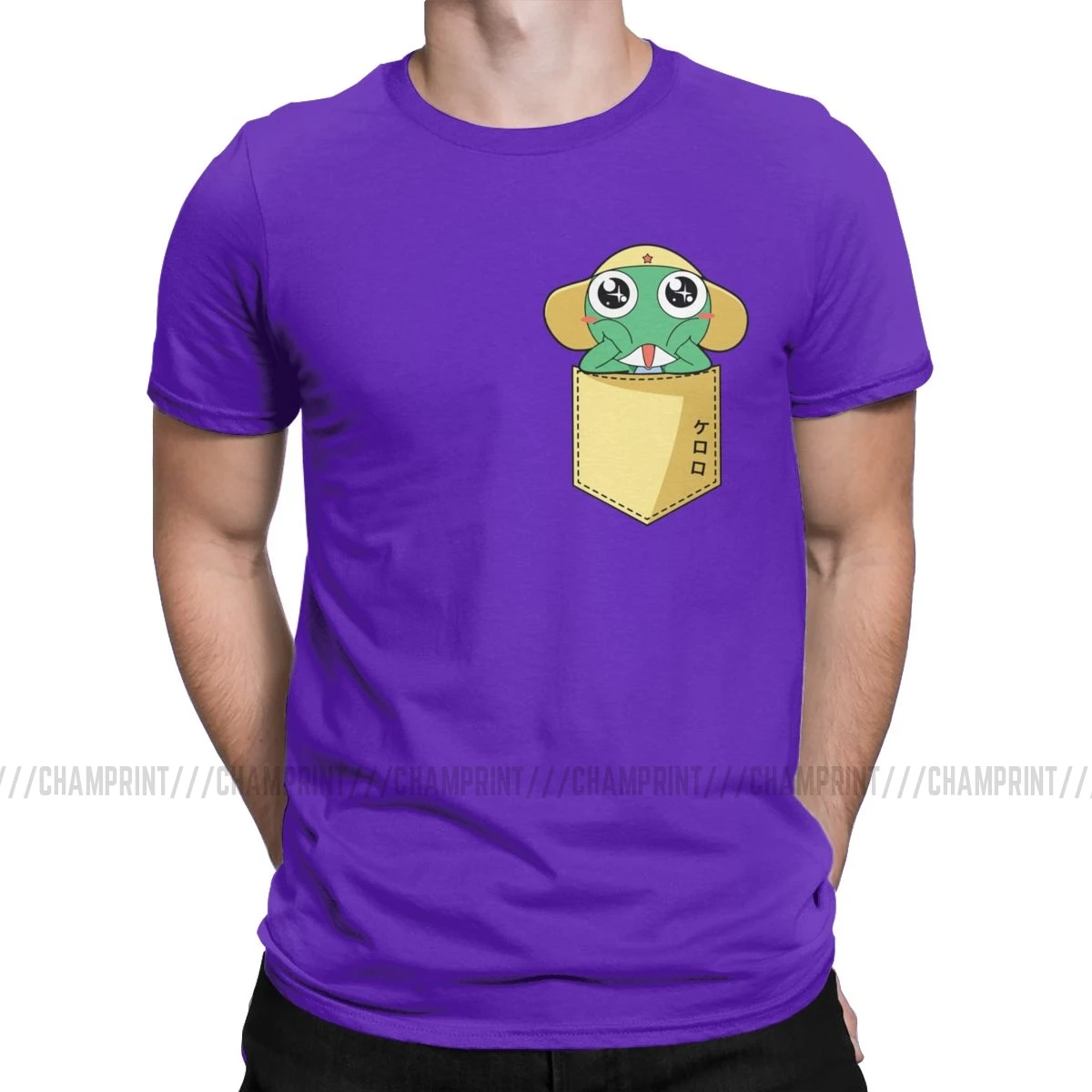 Keroro аниме Sgt лягушка Мужская футболка винтажные футболки короткий рукав круглый вырез Футболка хлопок 4XL 5XL Топы - Цвет: Фиолетовый
