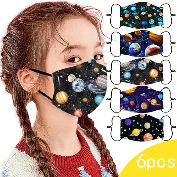 

6PCS Children's Adjustable Windproof Reusable Printed Face Mask face masks on the mouth mondmasker Mouth Cover