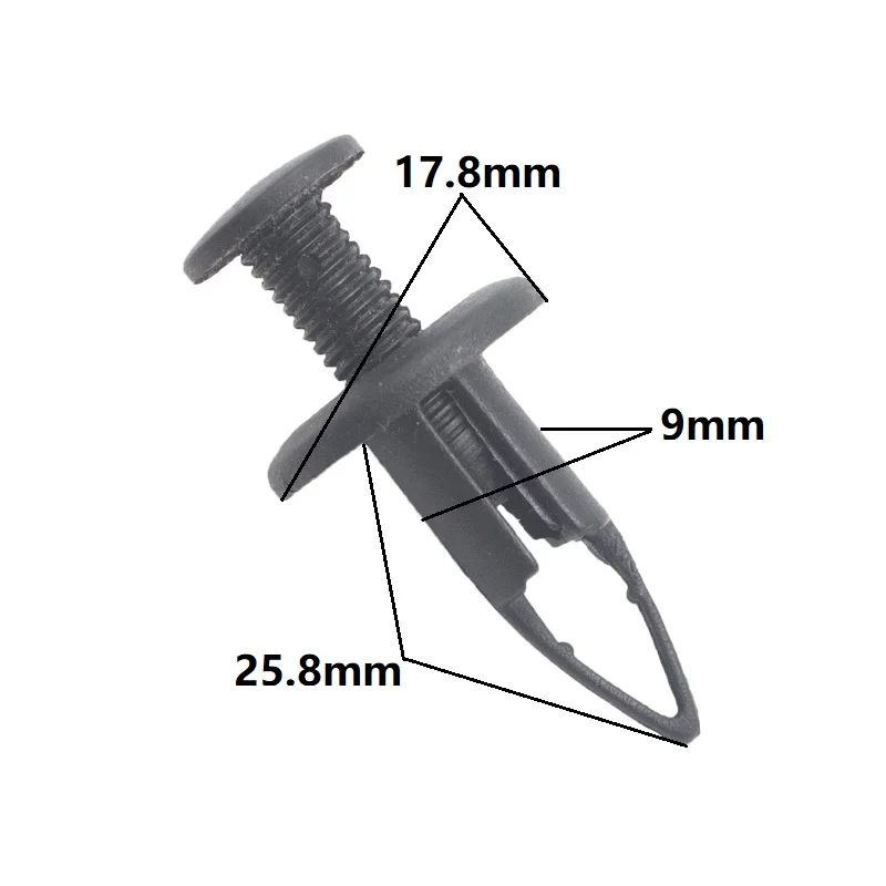 

9mm Bumper Cover Auto Plastic Fastener Clips for VW Passat B5 Toyota Avalon Corolla Camry Push Type Retainers