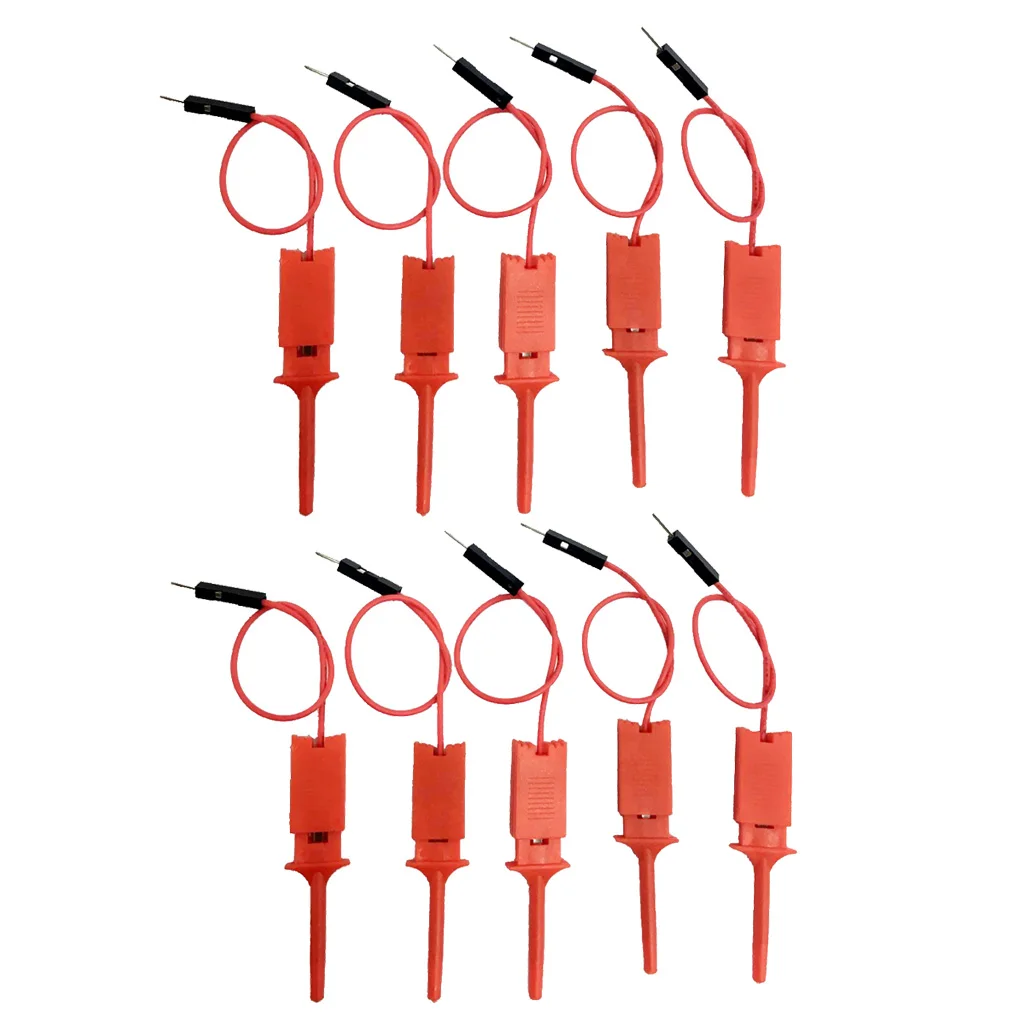 10 Pieces Red Test Hook Clip Ideal For Electronic Experiment / Logic Analyzer