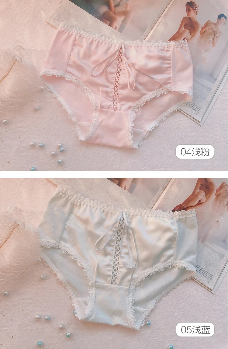 3 шт., японские милые Лолиты для девочек, Kawaii Nets, пряжа с бантом, кружевные трусы принцессы с рюшами, Трусы средней длины, маленькое сказочное нижнее белье, трусы
