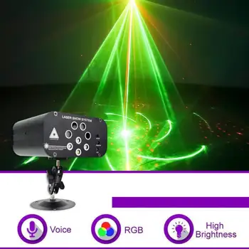 

Mini RGB Laser Light 8 LED 128 Patterns Portable Laser Projector for Stage Disco Laser Projection Lamp Stage Lighting for Show