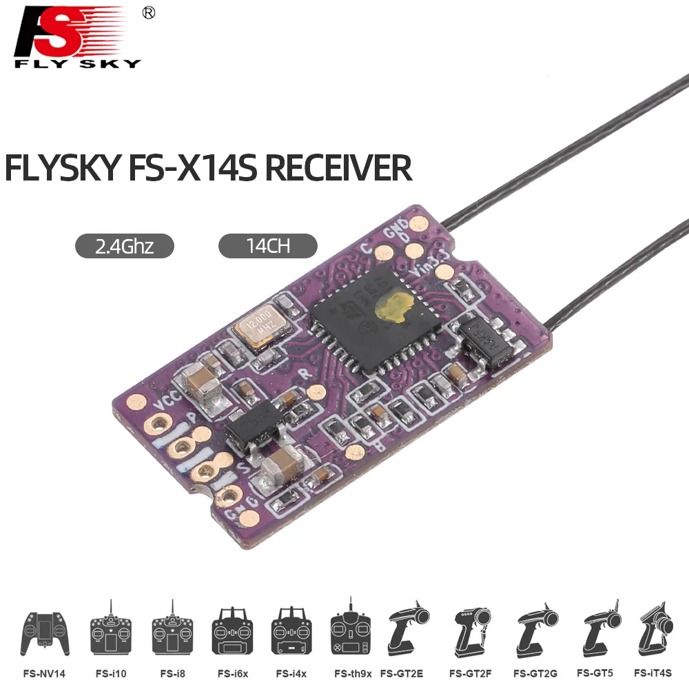 1 шт Flysky FS-X14S 2,4G PPM i-BUS, с помощью которого можно S-BUS 14CH двойная антенна One way приемник для дрона с дистанционным управлением FS-NV14 FS-I6X FS-I6 I6S I6X