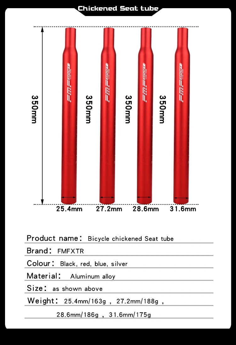 Горный велосипед Алюминий сплава трубки сиденья 25,4/27,2/28,6/33,9 мм* 350 мм/550 мм удлиненный велосипедная подседельная труба