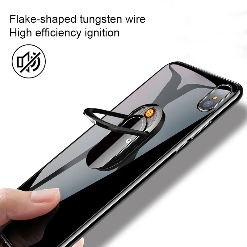 USB креативная зажигалка, держатель для мобильного телефона, многофункциональная зажигалка с кольцом, аксессуары для прикуривателя