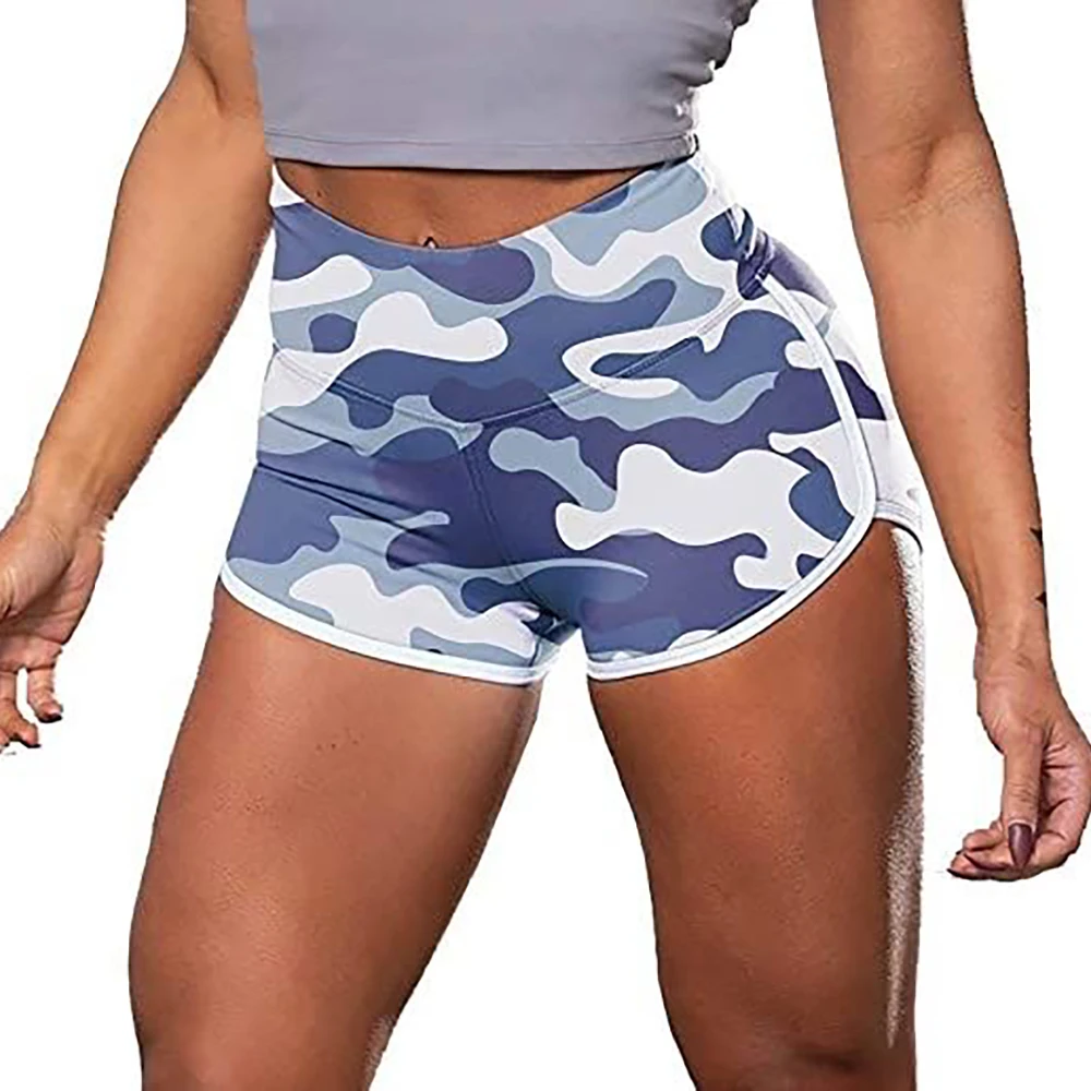 

Women Casual Sporty Camo Sports Hot Pants High Waist Skinny Yoga Shorts Running Shorts Moisture Wicking Fitness Shorts D30