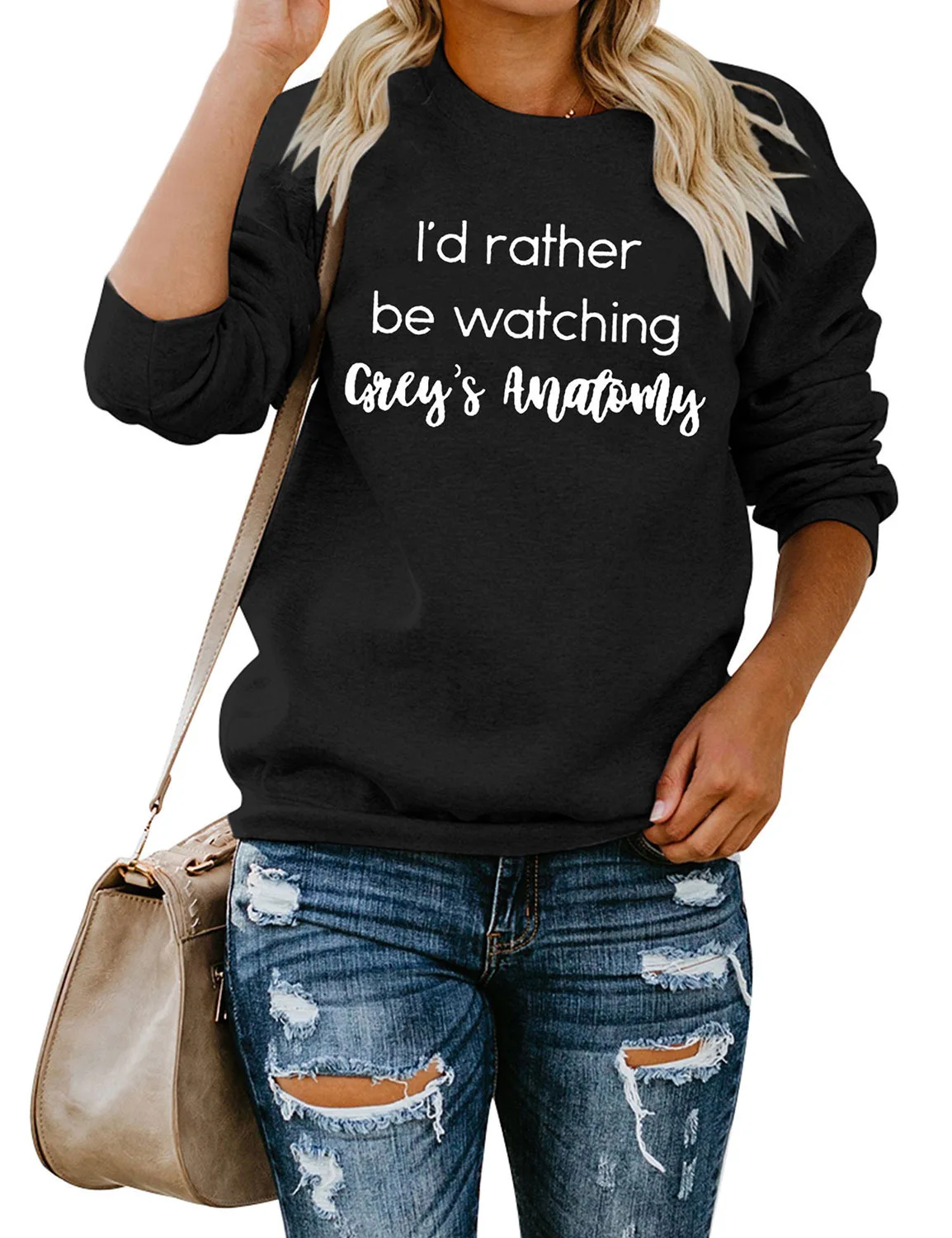 Худи с надписью «Id Rare Be Watching Greys Anatomy»; сезон осень-зима