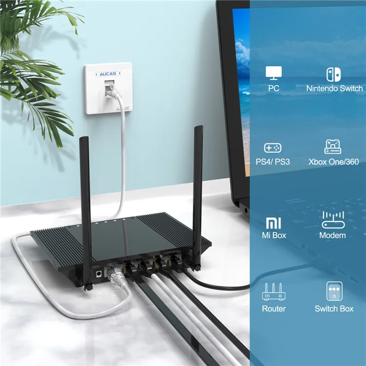 Aucas sstp alta velocidade cat8 ethernet conexão