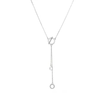 

S925 Sterling Silver Reincarnation Necklace Female Circle Micro-inlaid Zircon Clavicle Chain Simple Chain Set for Girlfriend