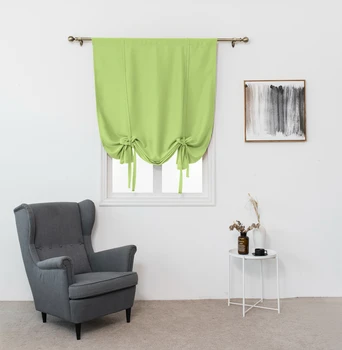 

Roman Curtain Window Curtains for Living Room Bedroom One Pieces Solid Blackout Washable Tie Up Polyester