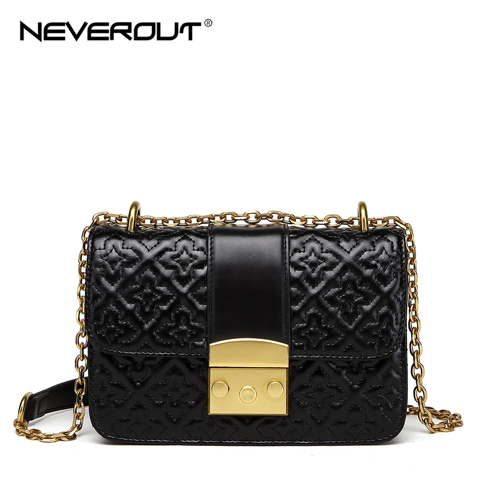 Женская сумка мессенджер NEVEROUT черная Повседневная через плечо из натуральной