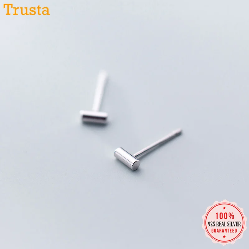 

Trustdavis Authentic 925 Sterling Silver Cute Small Round Stick Stud Earrings For Women Fashion Sterling Silver Jewelry DA438