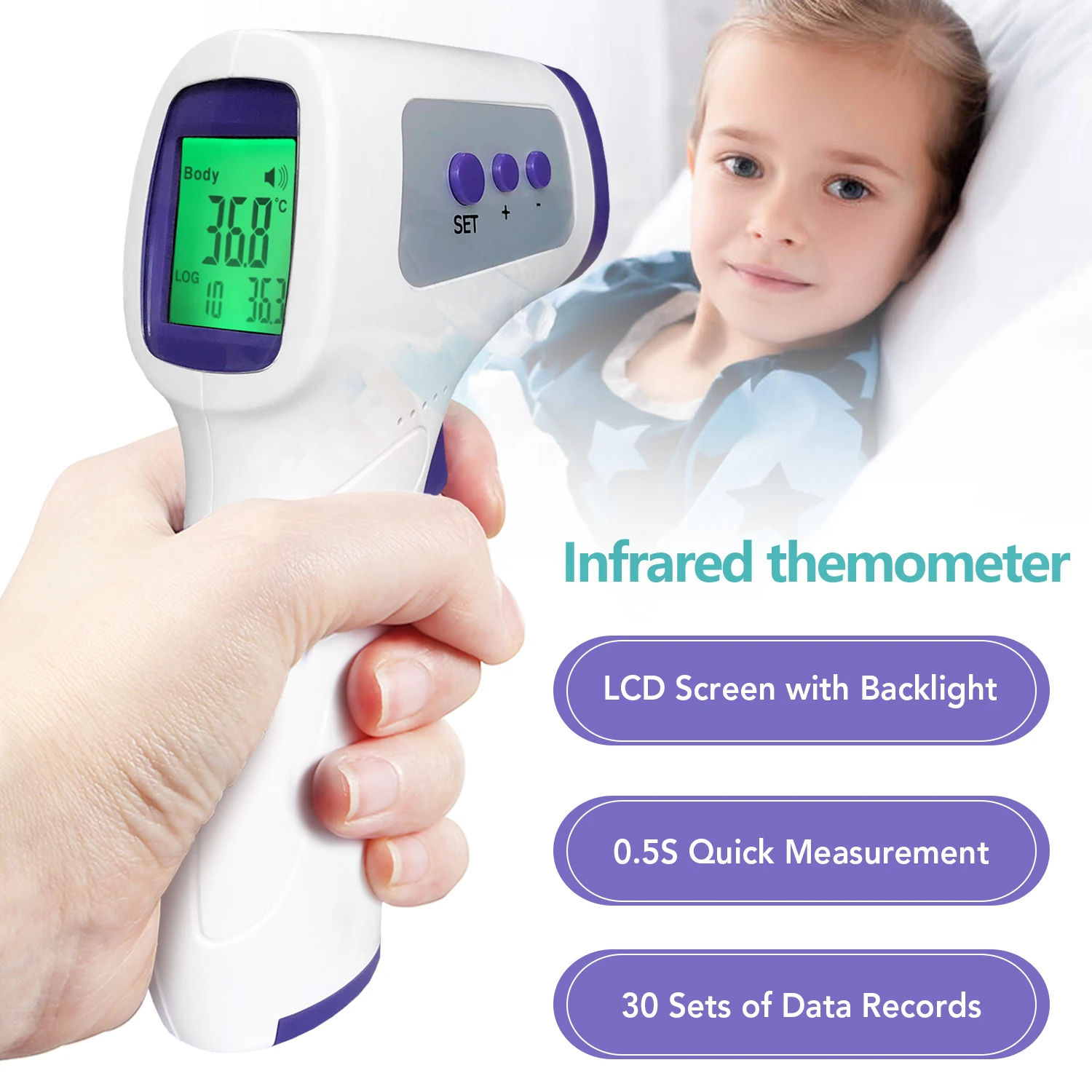

IR Infrared Thermometer Non-contact LCD Digital IR Forehead Thermometer for Baby Adult Temperature Body Temperature Measurement