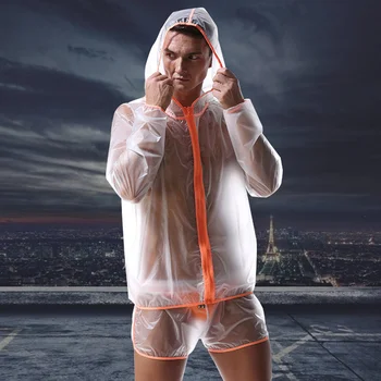

Men Transparent Raincoat Waterproof Jackets Coat Breathable for Sports Running FEA889