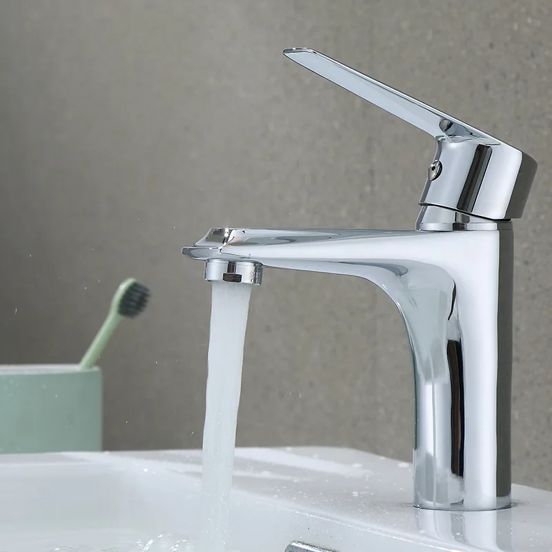 

Hot And Cold Copper Wash Basin Faucet Lavatory Single Handle Single Hole Inter-platform Basin Bathroom Wash Basin Faucet